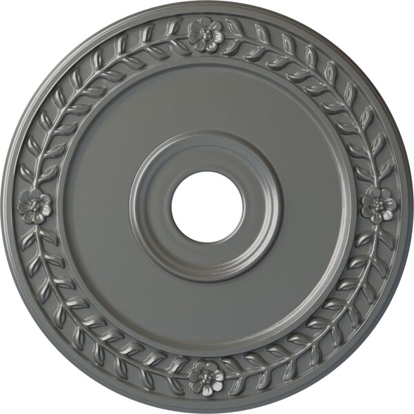 Ekena Millwork Wreath Ceiling Medallion (Fits Canopies up to 6"), Hand-Painted Silver, 21 1/8"OD x 3 5/8"ID x 7/8"P CM21WRSLS - main